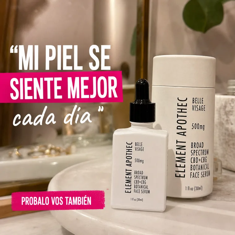Anuncio de un serum facial con la frase Mi piel se siente mejor cada día